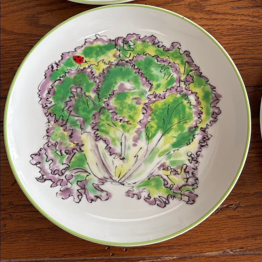Laitue Taste Setter by Sigma 7.5” Lettuce Salad Plates Ladybug 321 Set of 6 VTG - Picture 3 of 13